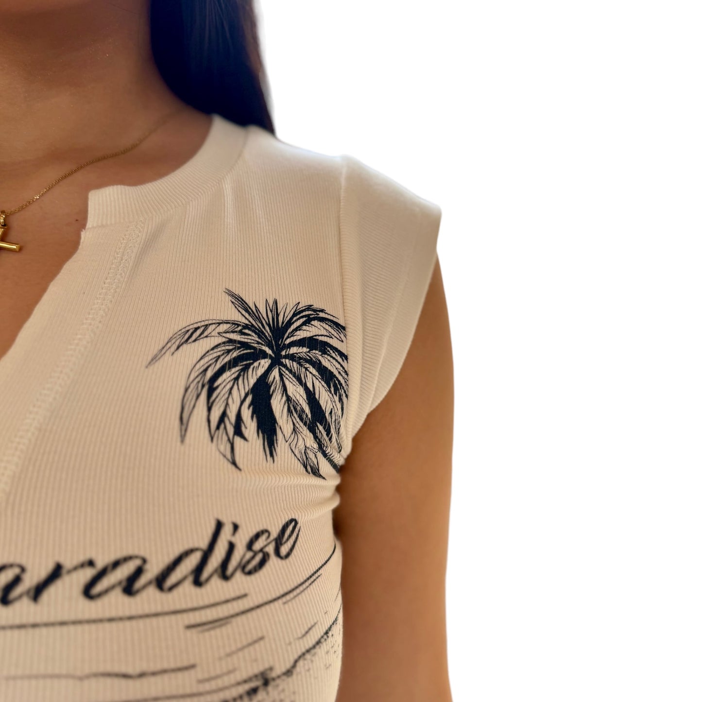 "Palm Island" Crop Graphic Tee