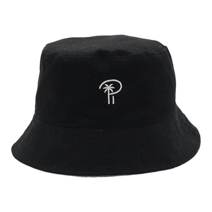 “Isla” Print Reversible Black Bucket Hat - Women's