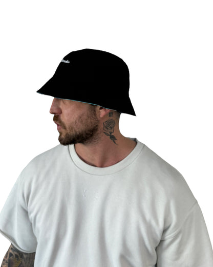 “Isla” Print Reversible Black Bucket Hat - Men's Black